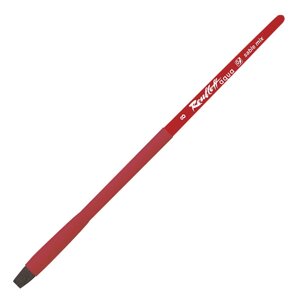 Кисть соболь-микс №8 плоская Roubloff "Aqua" ручка короткая красная, покрытие обоймы soft-touch