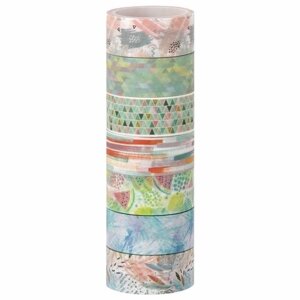 Клейкие WASHI-ленты для декора Микс №1, 15 мм х 3 м, 7 цветов, рисовая бумага