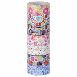 Клейкие WASHI-ленты для декора Микс №2, 15 мм х 3 м, 7 цветов, рисовая бумага