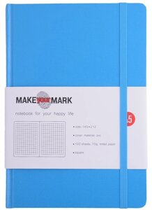 Книга для записей А5 100л кл. Make your mark голуб. тв. переплет, тонир. блок, резинка, ляссе, инд. уп.
