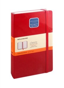 Книга для записей А5 200л лин. CLASSIC EXPANDED Large тв. обл., красный, резинка, 2 ляссе, Moleskine