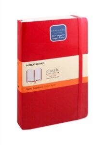 Книга для записей А5 200л лин. CLASSIC SOFT EXPANDED Large мягк. обл., красный, резинка, 2 ляссе, Moleskine