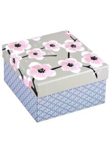 Коробка подарочная Розовые цветы 13*13*7,5см, картон