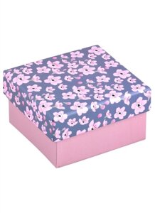 Коробка подарочная Розовые цветы 9*9*5,5см, картон