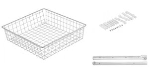 Корзина выдвижная 40IV (355х485х200), в модуль 400 мм, на роликовых направляющих, белая