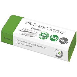 Ластик Faber-Castell "Erasure" PVC-Free & Dust-Free, прямоугольный, картонный футляр, 63*22*13 мм, с