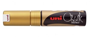 Маркер меловой Uni PWE-8K, 8 мм, клиновидный, золотой