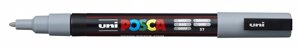 Маркер UNI "POSCA" PC-3M, 0,9-1,3 мм, наконечник пулевидный,37 цвет серый