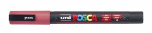 Маркер UNI "POSCA" PC-3ML, 0,9-1,3 мм, наконечник пулевидный, цвет красный с блёстками