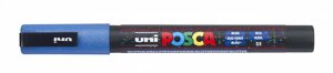 Маркер UNI "POSCA" PC-3ML, 0,9-1,3 мм, наконечник пулевидный, цвет синий с блёстками