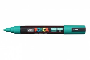 Маркер UNI "POSCA" PC-5M, 1,8-2,5 мм, наконечник пулевидный, цвет изумрудно-зеленый