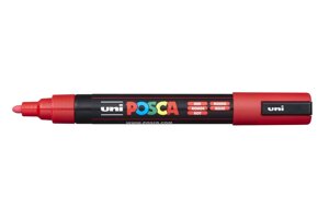 Маркер UNI "POSCA" PC-5M, 1,8-2,5 мм, наконечник пулевидный, цвет красный