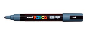 Маркер UNI "POSCA" PC-5M, 1,8-2,5 мм, наконечник пулевидный, цвет сине-серый