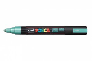 Маркер UNI "POSCA" PC-5M, 1,8-2,5 мм, наконечник пулевидный, цвет зеленый металлик