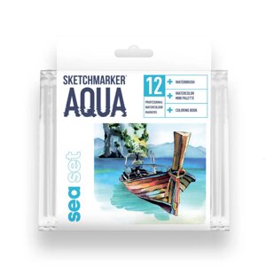 Набор акварельных маркеров SKETCHMARKER "Aqua Pro" Sea Set 12 цв