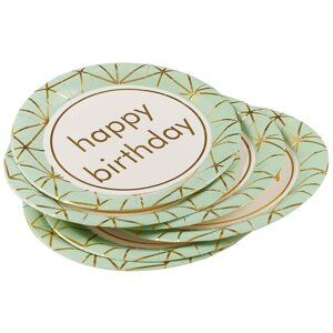 Набор бумажных тарелок «Happy birthday», мятные, 6 штук, 18 см