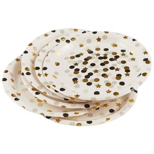 Набор бумажных тарелок «Звёздочки и кружочки», 6 штук, 18 см