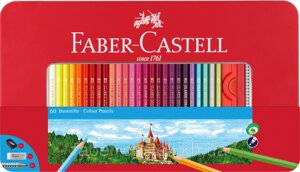 Набор цветных карандашей Faber-castell "Замок" 60 шт+2ч/г кар+ластик+точилка, в металлической коробке