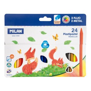 Набор цветных карандашей MILAN "Plastipastel" 24 цв, пластиковые трехгранные