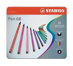 Набор фломастеров Stabilo "Pen 68" 20 цв в метал кор