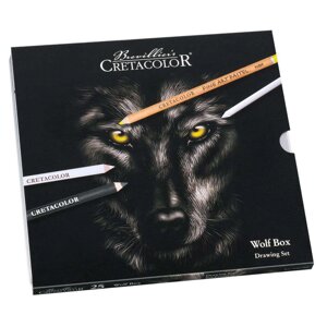 Набор художественных материалов Cretacolor "WOLF BOX" 25 предметов, в металлической коробке