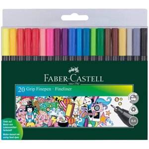 Набор капиллярных ручек Faber-Castell "Grip Finepen" 20 цв., 0,4 мм, трехгран., пласт. уп., европодв