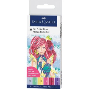 Набор капиллярных ручек Faber-Castell "Pitt Artist Pens Manga Sh? jo Brush", ассорти, 6 шт., пластик.
