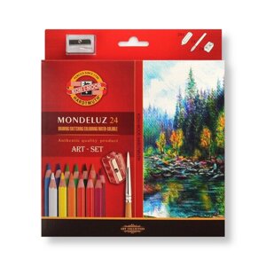 Набор карандашей акварельных Koh-I-Noor "MONDELUZ NATURE" 24 цвета, с кистью и точилкой, картон. упак