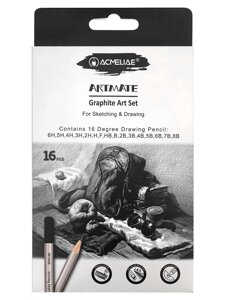 Набор карандашей чернографитных ACMELIAE 16 твердостей от 6H до 8B в картоне
