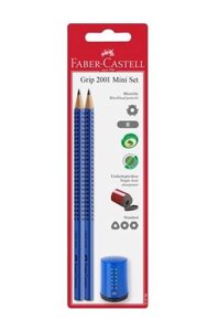 Набор карандашей чернографитных Faber-castell "GRIP 2001" твердость B, красный/синий + точилка