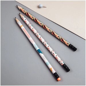 Набор карандашей чернографитных MESHU "Pastel" 3 шт, HB, с ластиком, ассорти, европодвес