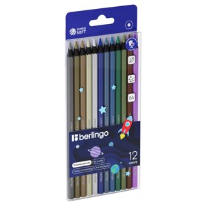 Набор карандашей цветных Berlingo "SuperSoft. Metallic" 12 цв, картон, европодвес