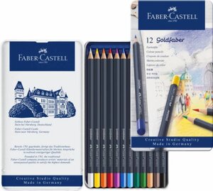 Набор карандашей цветных Faber-castell "Goldfaber" 12 шт, в металлической коробке