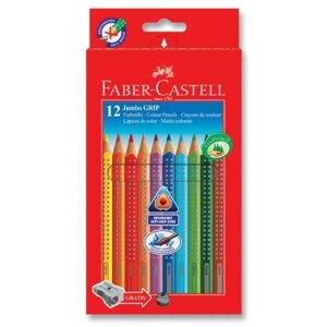 Набор карандашей цветных Faber-castell "Jumbo Grip" 12 цв + точилка в картоне