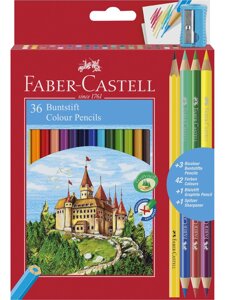 Набор карандашей цветных Faber-castell "Замок" 36 цв+ 3 двухцв. кар. точилка, в картоне