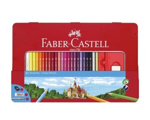 Набор карандашей цветных Faber-castell "Замок" 48 цв+ 2 черногр. кар. точилка + ластик, в металле