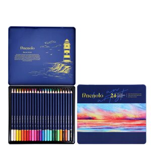 Набор карандашей цветных Finenolo 24 цвета в металлическом пенале