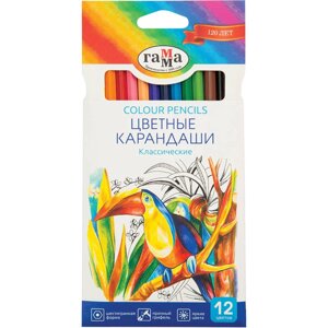 Набор карандашей цветных Гамма "Классические" 12 цв, картонная упаковка