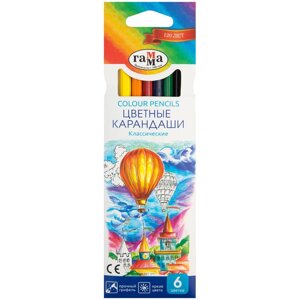 Набор карандашей цветных Гамма "Классические" 6 цв, картонная упаковка