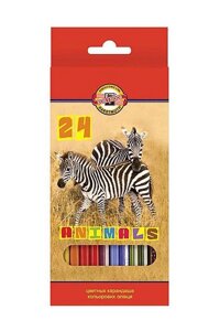 Набор карандашей цветных Koh-I-Noor "Животные" 24 цветов, картон