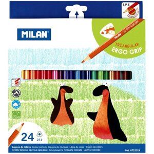 Набор карандашей цветных "Milan" 24 цветов 3-х гранные в картонной упаковке