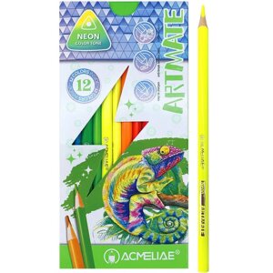 Набор карандашей цветных неоновых ACMELIAE "Neon Artmate" 12 цв, в картонном футляре