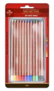 Набор карандашей пастельных Koh-I-Noor "Gioconda" 12 цветов, металл. коробка в блистере с подвесом