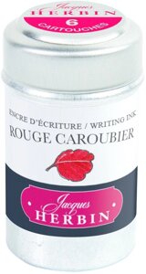 Набор картриджей для перьевой ручки Herbin, Rouge caroubier Алый, 6 шт