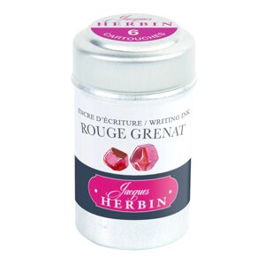 Набор картриджей для перьевой ручки Herbin, Rouge grenat Гранатовый, 6 шт