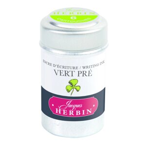 Набор картриджей для перьевой ручки Herbin, Vert pr? Салатовый, 6 шт