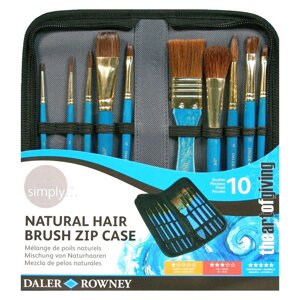 Набор кистей синтетика/натуральный волос Daler-Rowney "Simply" короткая ручка в пенале 10 шт