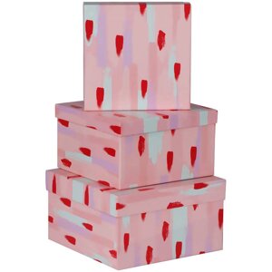 Набор квадратных коробок 3в1, MESHU "Stylish pink"19,5*19,5*11-15,5*15,5*9см)