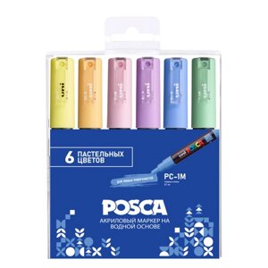 Набор маркеров POSCA PC-1M пастельные цвета 6 шт