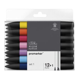 Набор маркеров ProMarker 12 цветов + 1 блендер, вариант 1